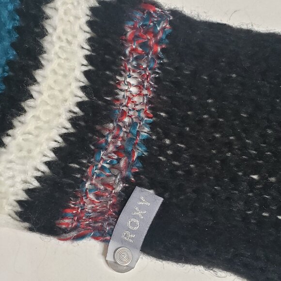 Vintage ROXY Womens Juniors Long Kint Scarf Metallic Pom Pom Multicoloor Rare - Picture 8 of 9